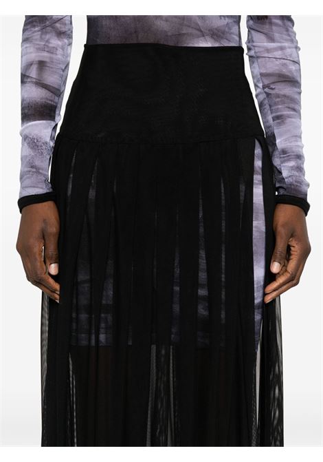 Black semi-sheer midi skirt LouLou De Saison - women NORMA KAMALI | ST424SMSH07001